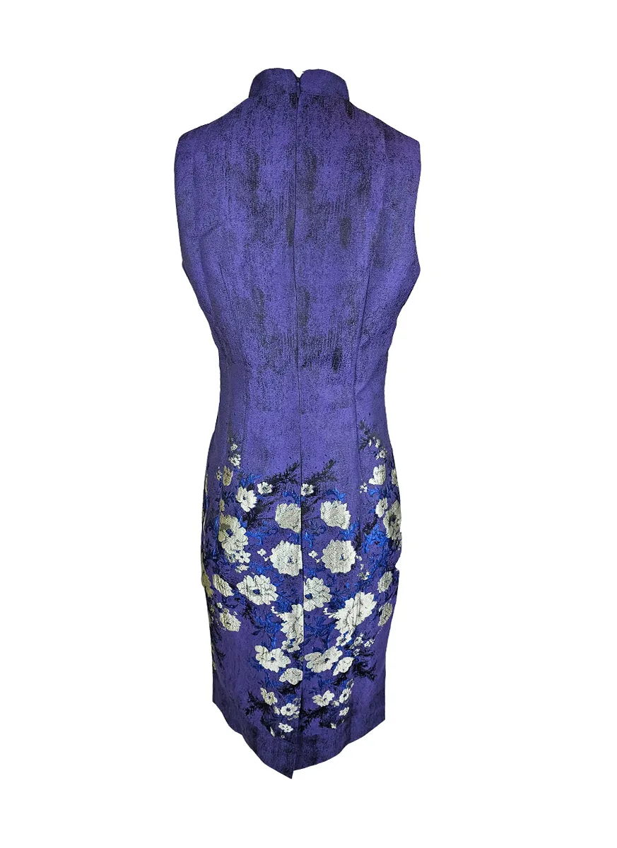 1240052 Floral Embroidery Cheongsam *Purple