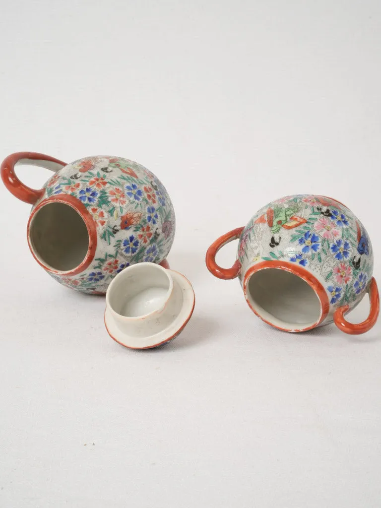 19th-century Japanese teapot and sugar bowl