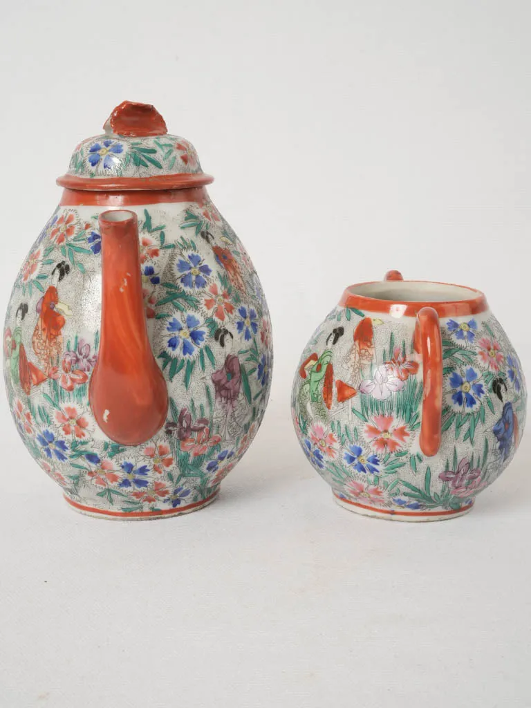 19th-century Japanese teapot and sugar bowl