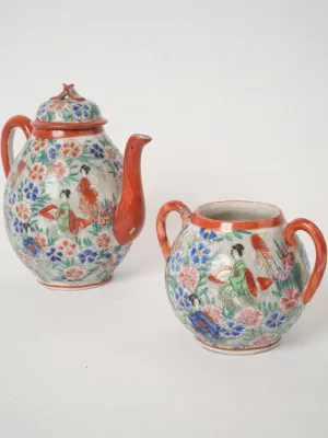 19th-century Japanese teapot and sugar bowl