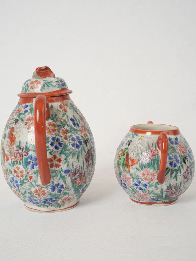 19th-century Japanese teapot and sugar bowl