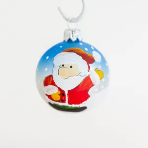 60mm blue santa hand painted bauble