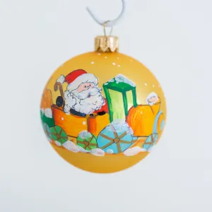 80mm Gold Santa in train with presents hand painted