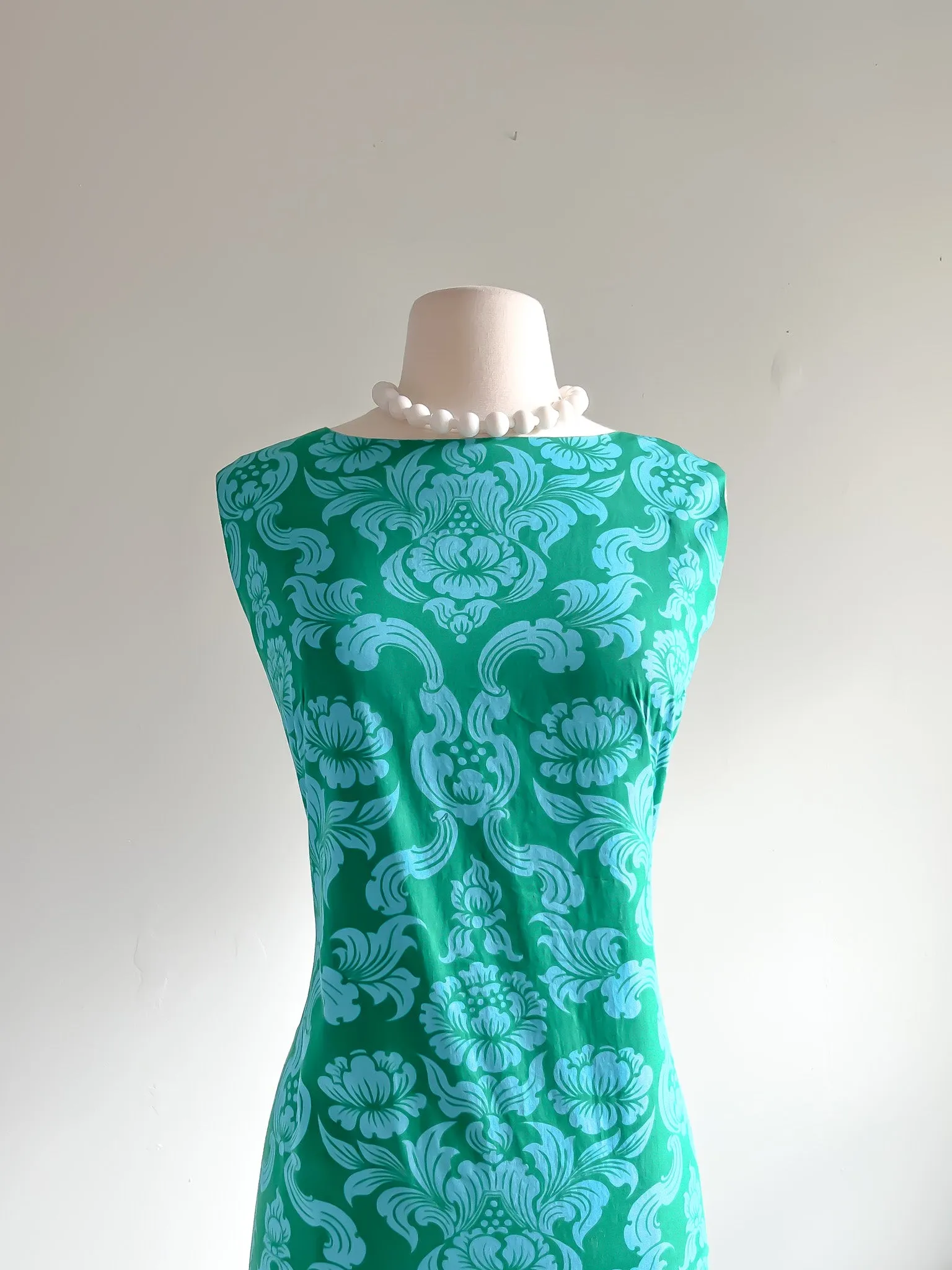 Amazing 1960's Green and Turquoise Paisley Cotton Sundress / Sz M