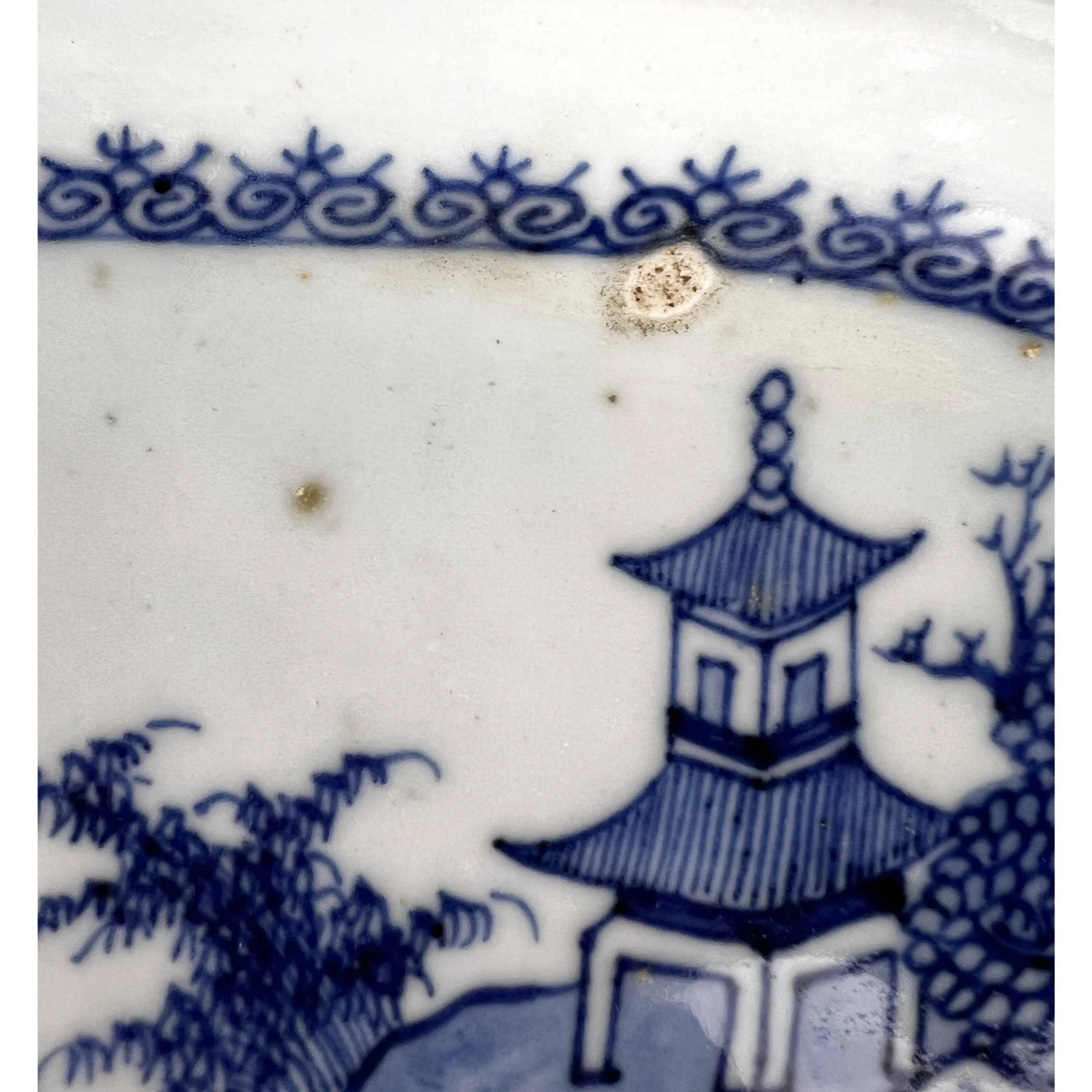 Antique Chinese Platter Qing Dynasty 18th century Qianlong Blue & White Porcelain