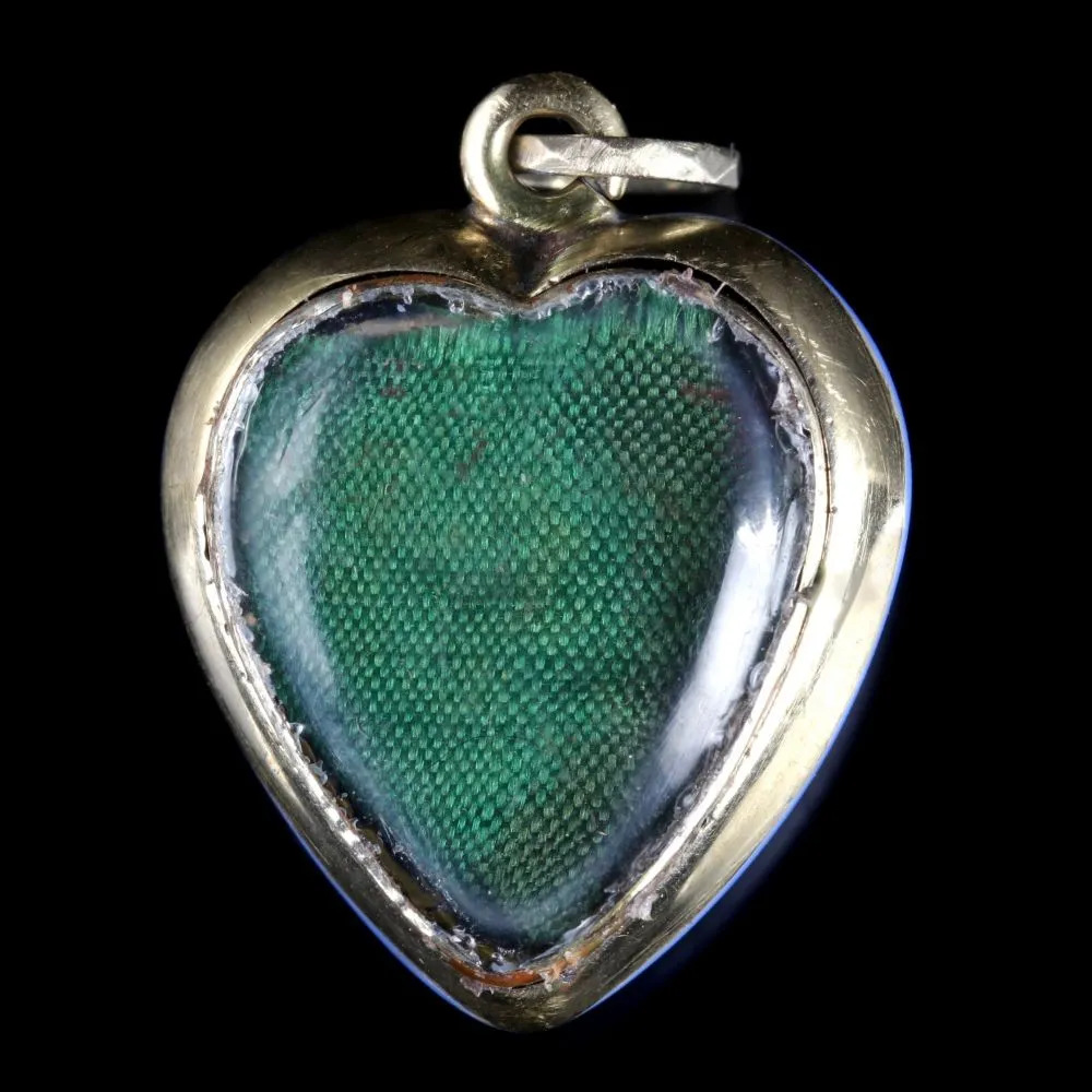 Antique Georgian Heart Locket 18Ct Gold Enamel Diamond Circa 1830