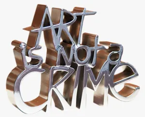 Art Is Not a Crime Hand Candy Silver Sculpture by Mr Brainwash- Thierry Guetta