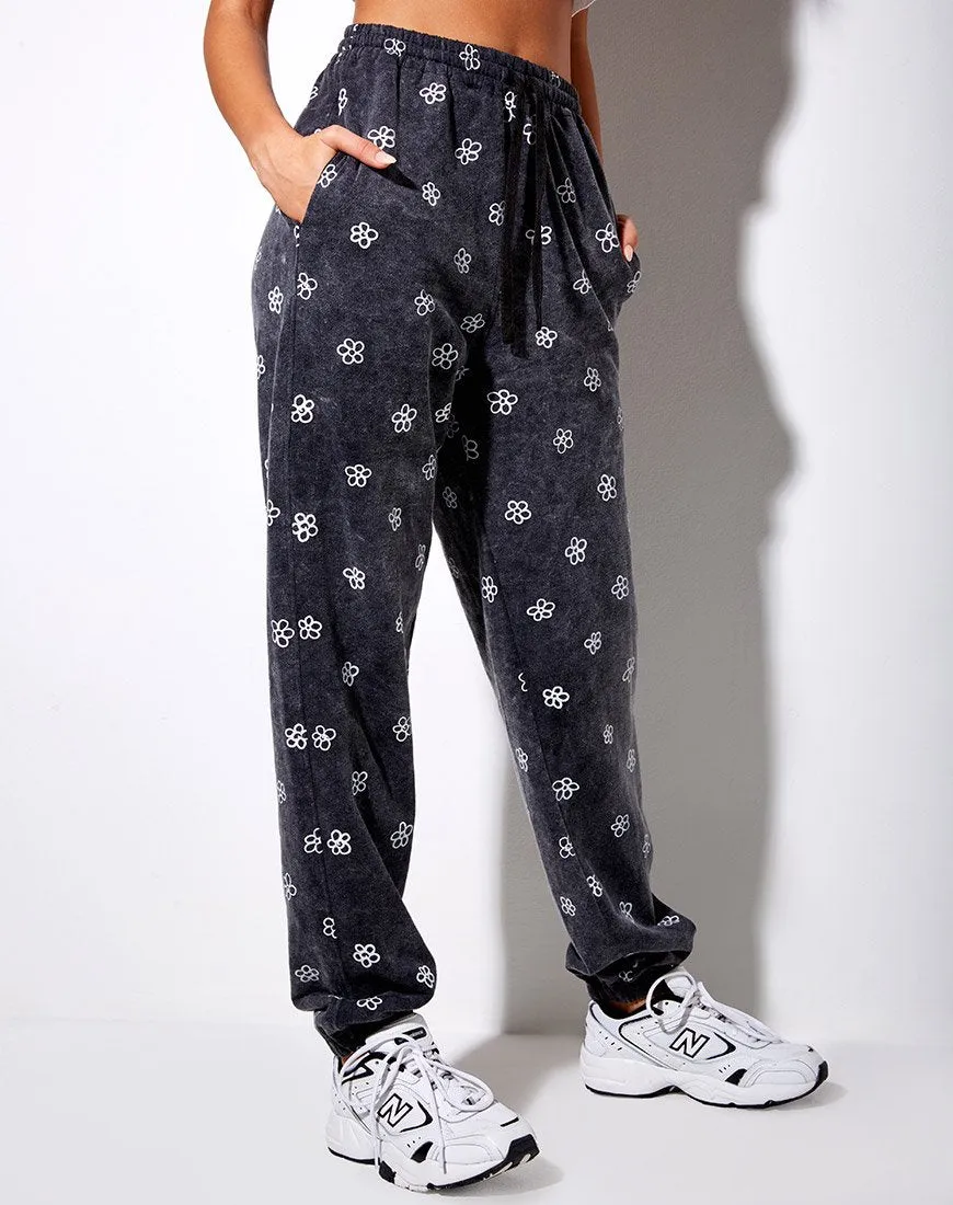 Basta Jogger in Small Graffiti Flower Dark Grey