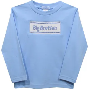 Big Brother Smocked LS Tee- Light Blue