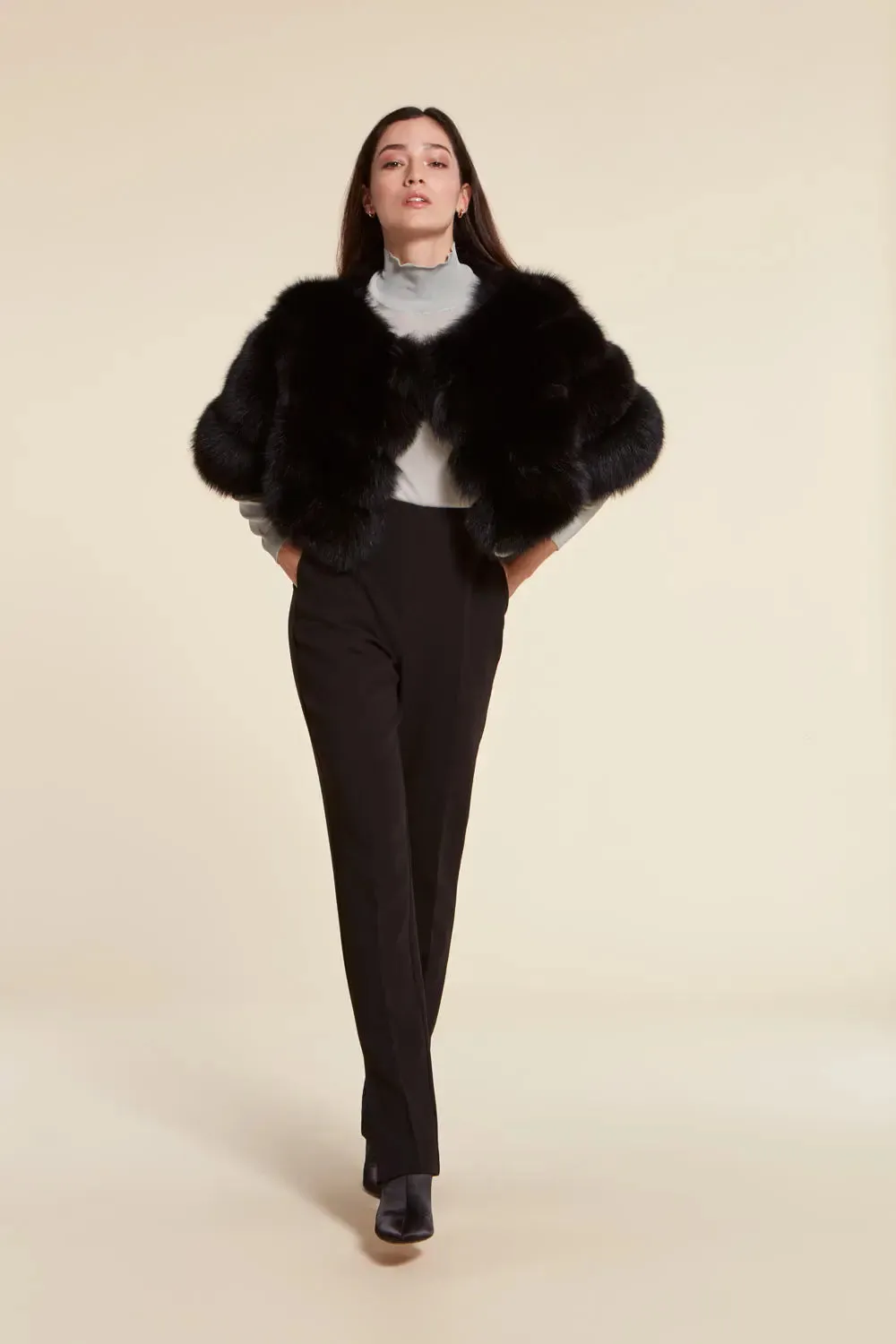 Black fox fur jacket