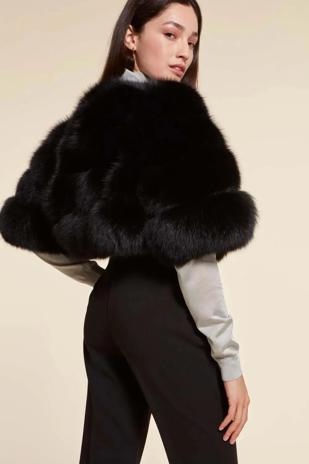 Black fox fur jacket