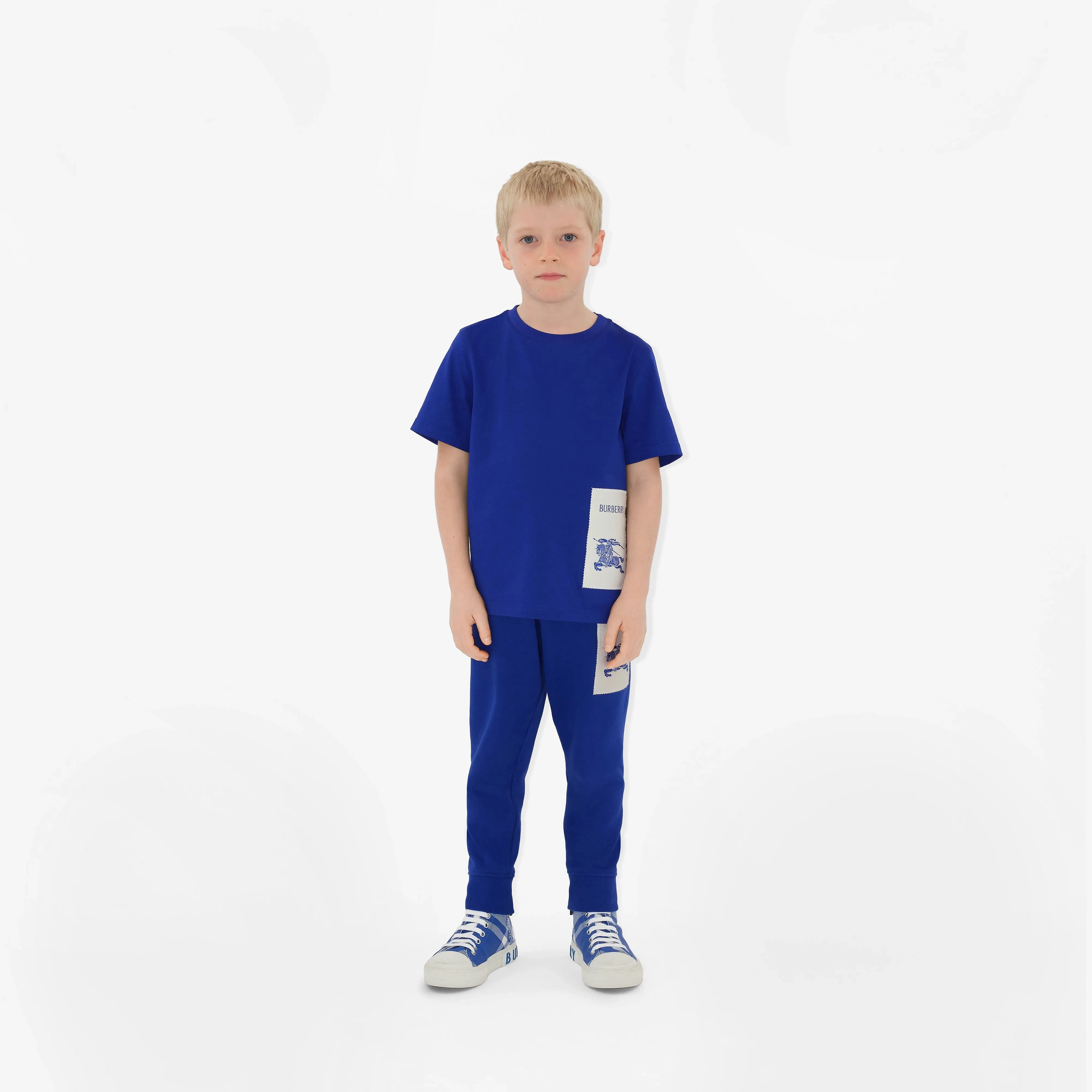 Burberry Boys EKD Label Cedar T-Shirt in Blue