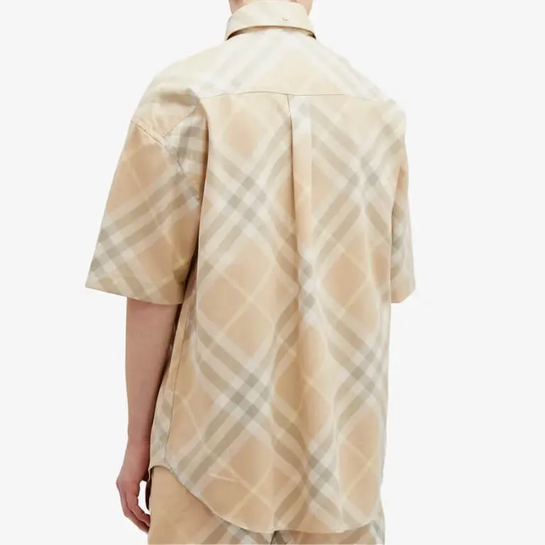 Burberry Ekd Logo Short Sleeve Check Shirt, beige