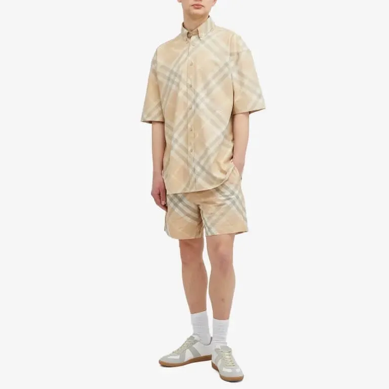 Burberry Ekd Logo Short Sleeve Check Shirt, beige