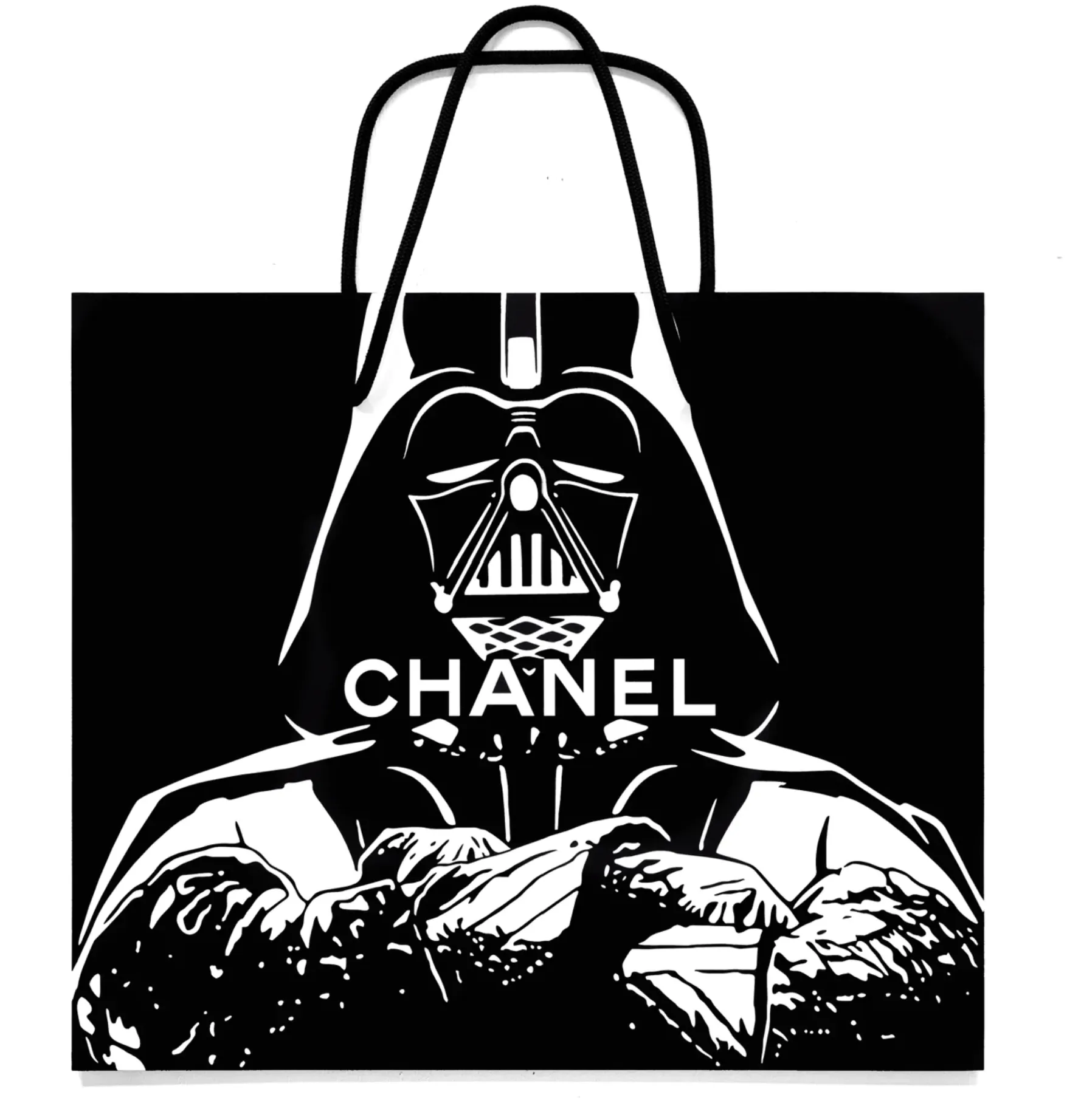 Chanel Dark Side HPM Stencil on Wood by Ben Frost