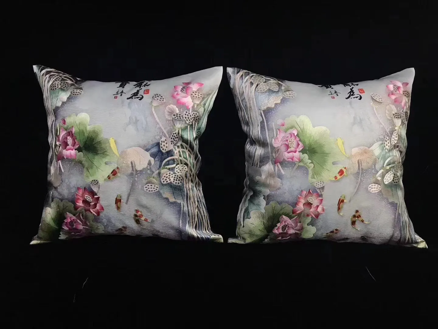 Chinese 100% hand embroidered Su Embroidery silk pillow covers flower butterfly 1piece