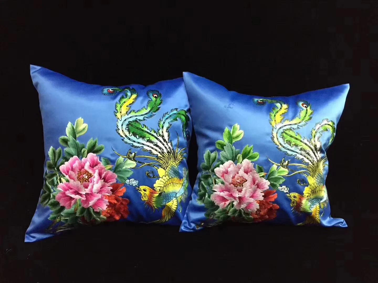 Chinese 100% hand embroidered Su Embroidery silk pillow covers flower butterfly 1piece