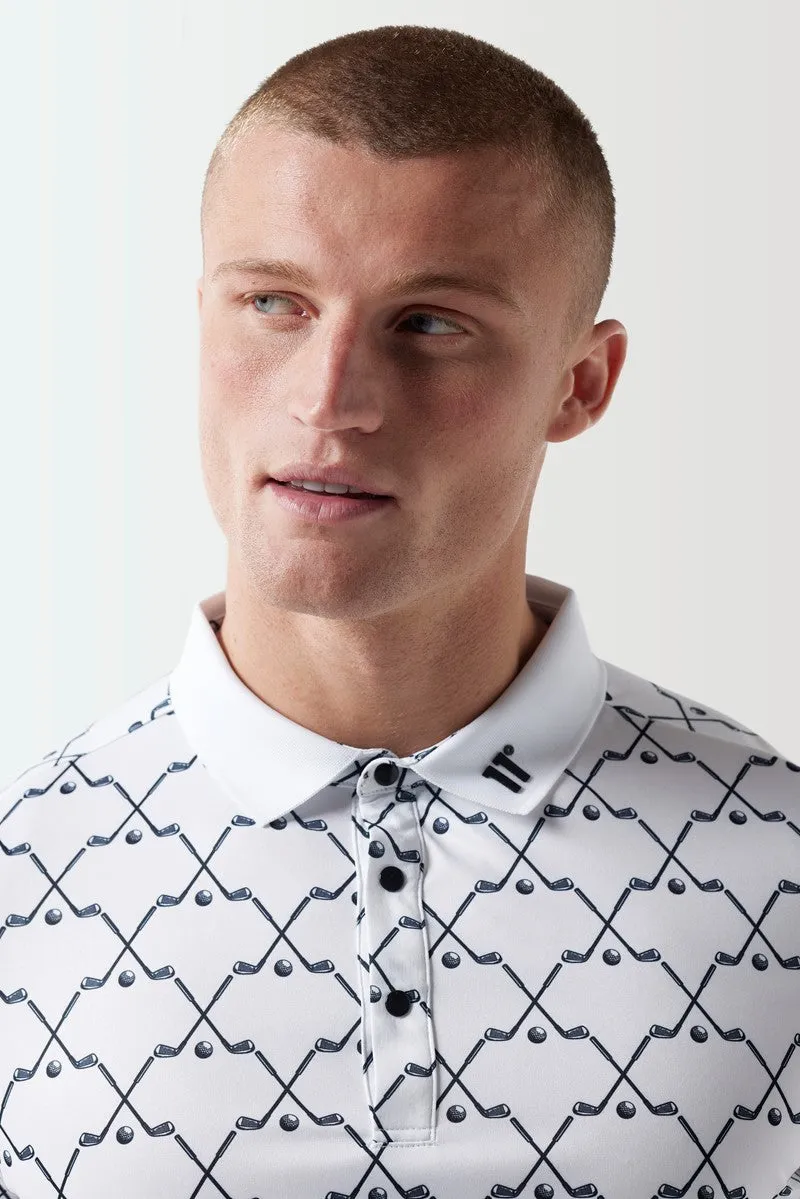 Club Print Polo - White / Black