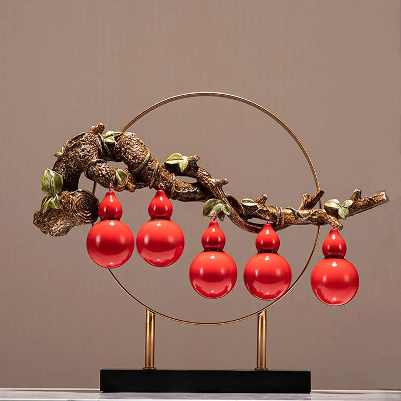 Creative Chinese Five Gourds「The Five Blessings Come to The Family」Table Decor Housewarming Gifts