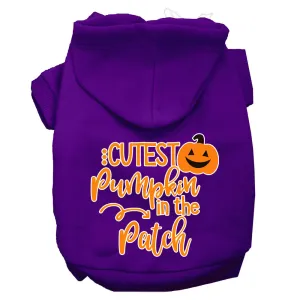 Cutest Pumpkin In The Patch Screen Print Dog Hoodie Purple Xs