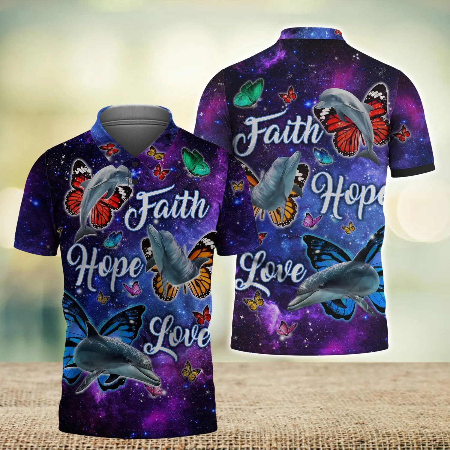 Dolphin Faith Hope Love Butterfly 3D Full Print Shirts, Perfect Shirt for Dolphin Lovers