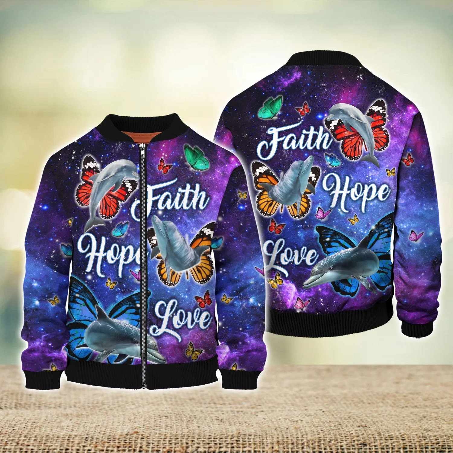 Dolphin Faith Hope Love Butterfly 3D Full Print Shirts, Perfect Shirt for Dolphin Lovers