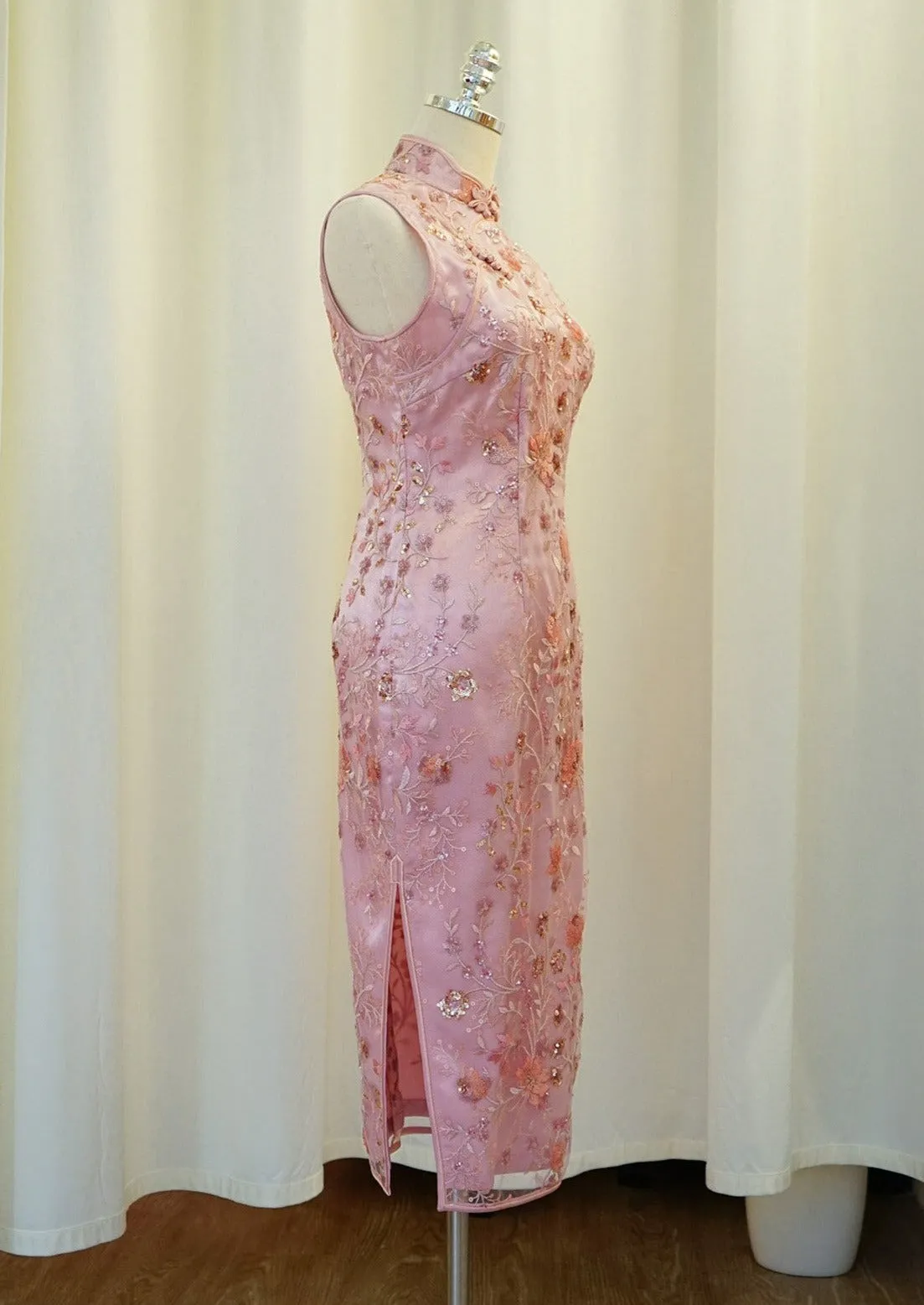 Fairy Bells Sleeveless Qipao (Dusty Pink)