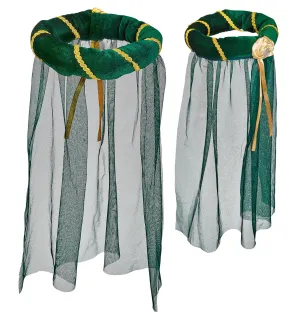 Green Medieval Headdress with Veil