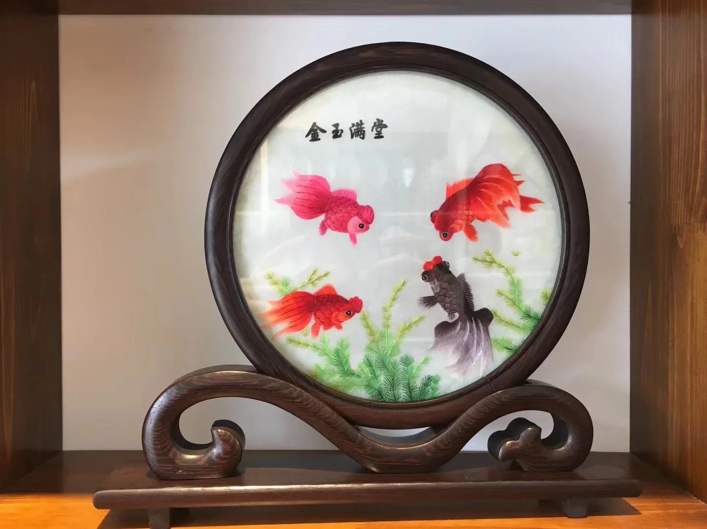 Hand Double-sided Suzhou Embroidery art(with frame):flower bird fish 2918