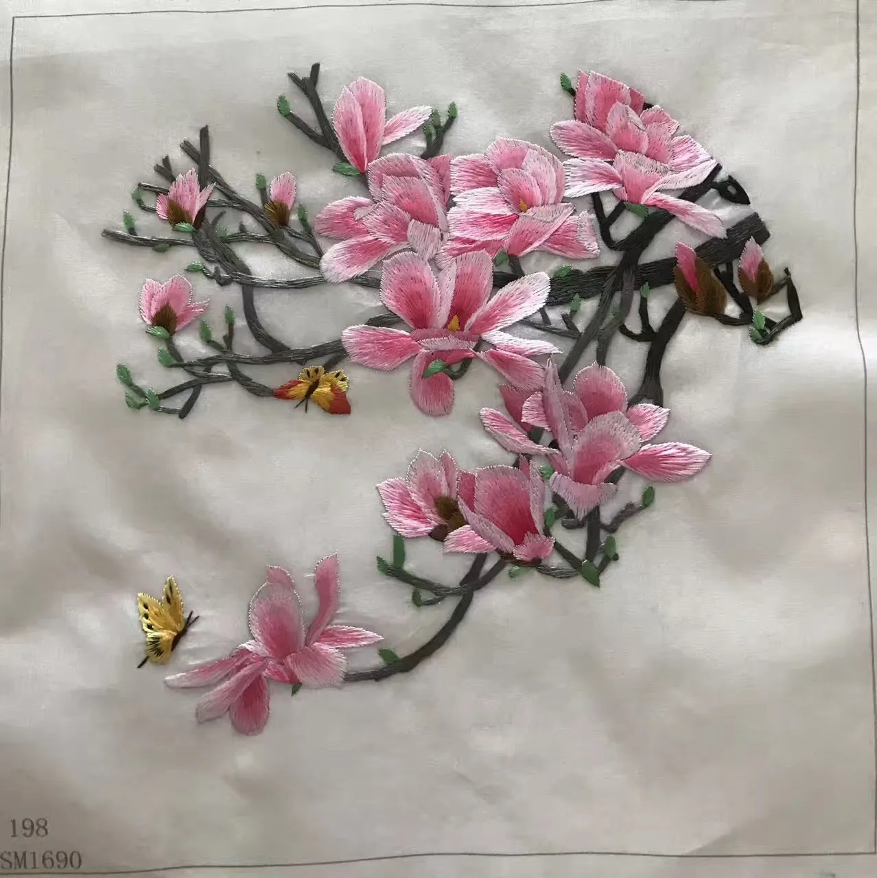 Hand su embroidery:magnolia peony wisteria birds calla orchis lotus flower (two-sided reversible ) 20cm