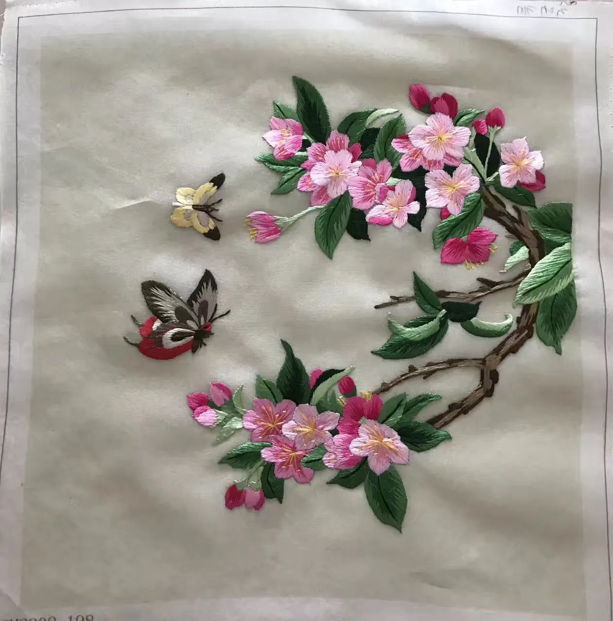 Hand su embroidery:magnolia peony wisteria birds calla orchis lotus flower (two-sided reversible ) 20cm