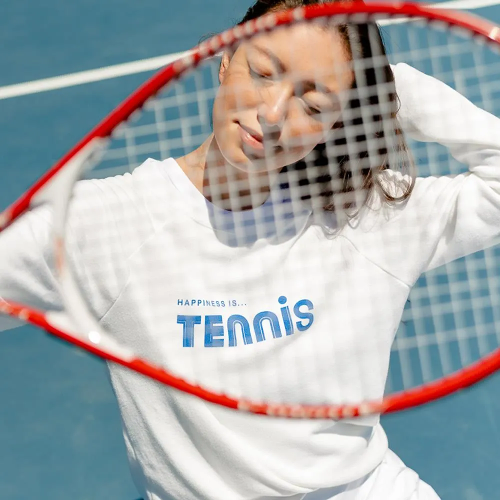 Happiness is... Women's Tennis Sweatshirt - White/Blue