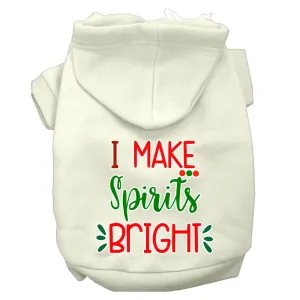 I Make Spirits Bright Screen Print Dog Hoodie Cream Xxxl