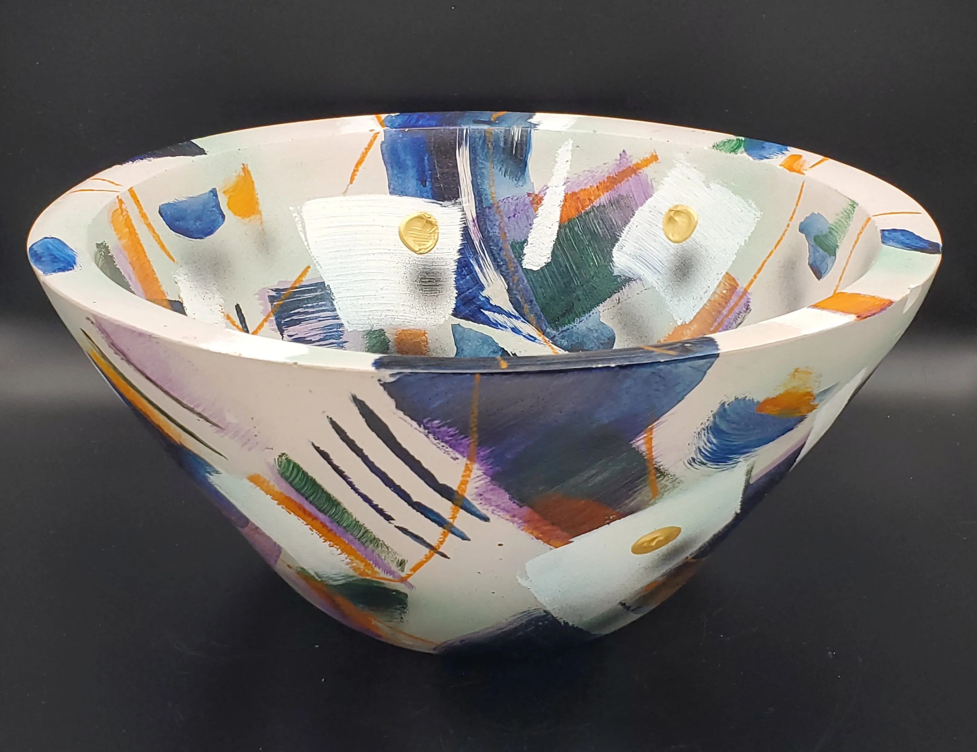 J. Gruddy - Vintage Hand Painted Plaster Bowl