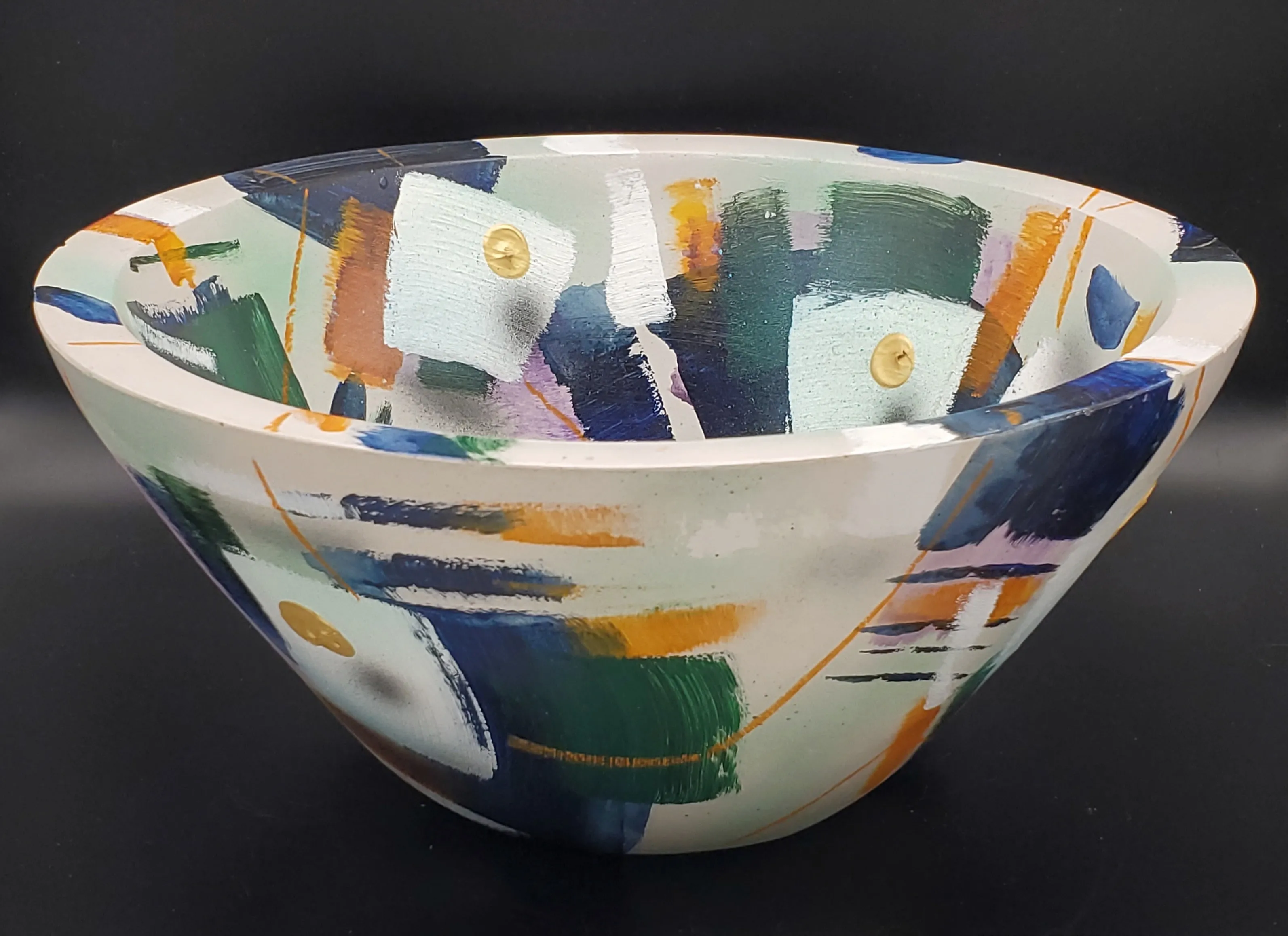 J. Gruddy - Vintage Hand Painted Plaster Bowl