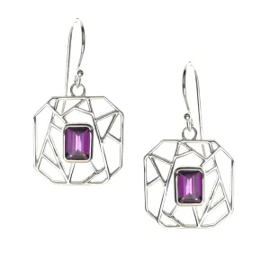 Lattice Rhodolite Garnet Drop Earrings