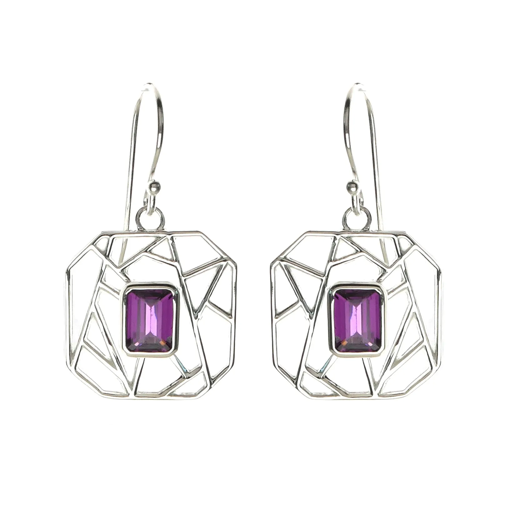 Lattice Rhodolite Garnet Drop Earrings