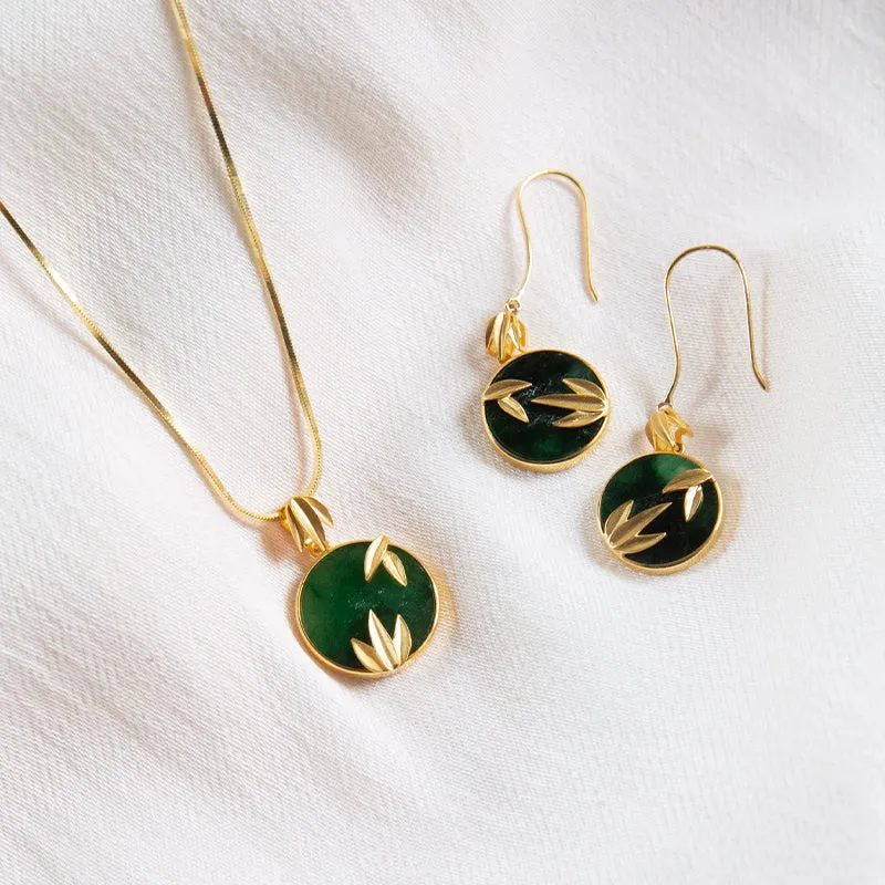 Leaf Motif Hanging 18k Gold Earrings