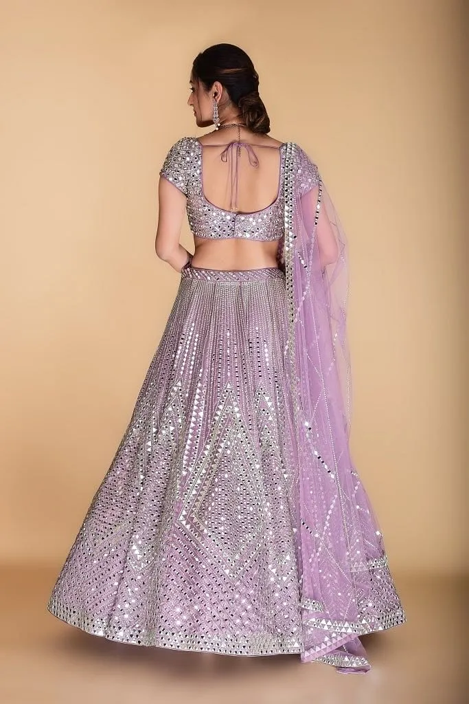 Lilac Embroidered Lehenga set.