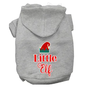 Little Elf Screen Print Dog Hoodie Grey L