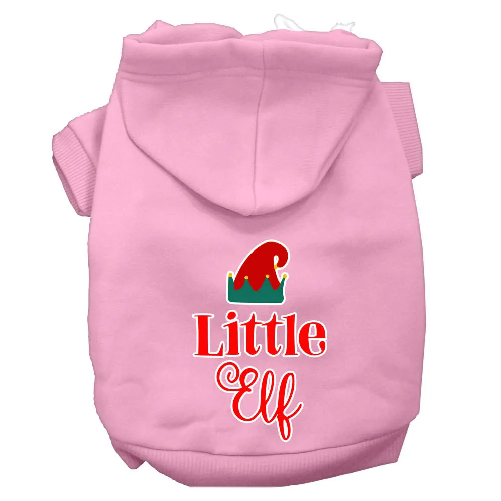 Little Elf Screen Print Dog Hoodie Light Pink M