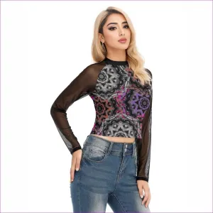 Mandala Graffiti Womens Raglan Sheer Long Sleeve Top