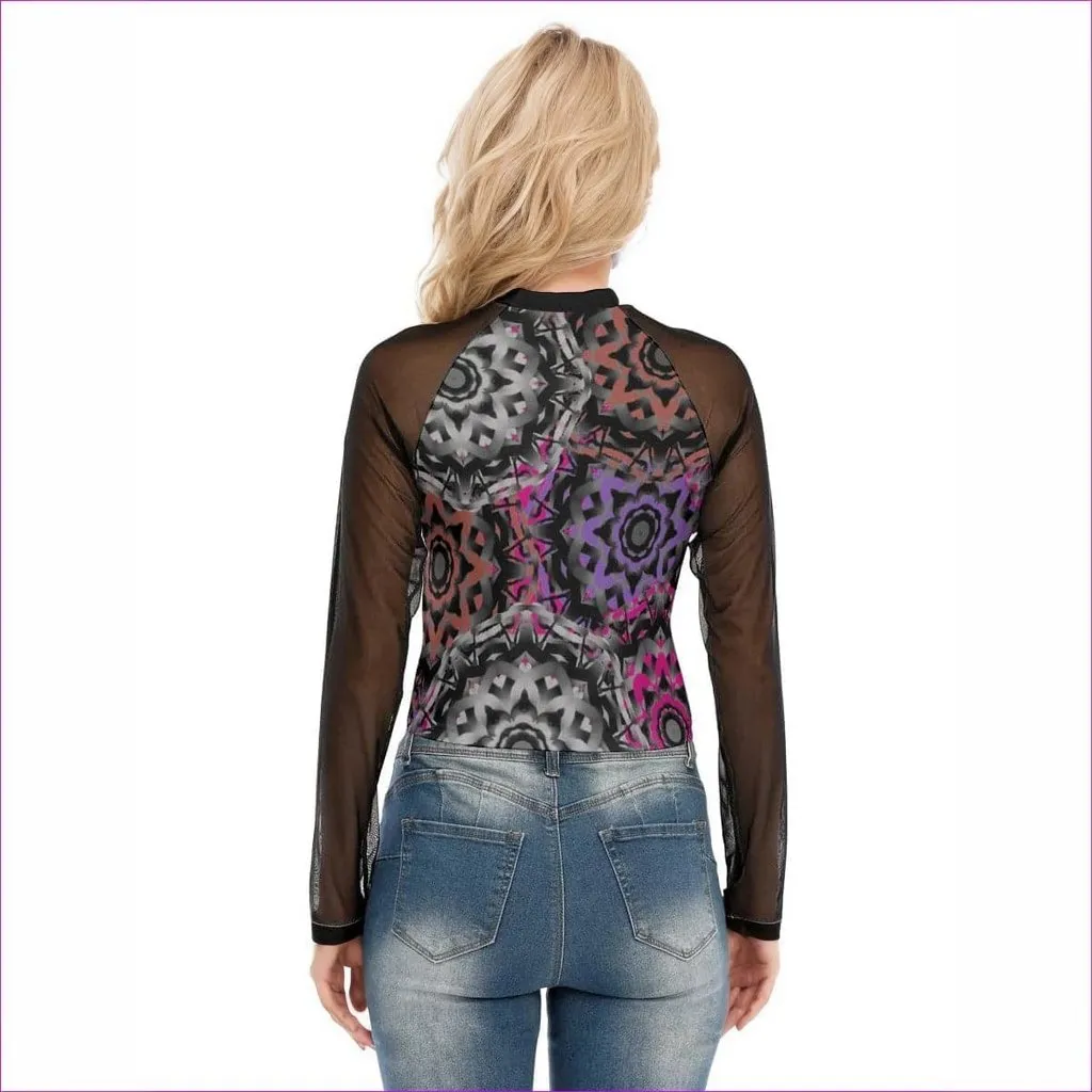 Mandala Graffiti Womens Raglan Sheer Long Sleeve Top