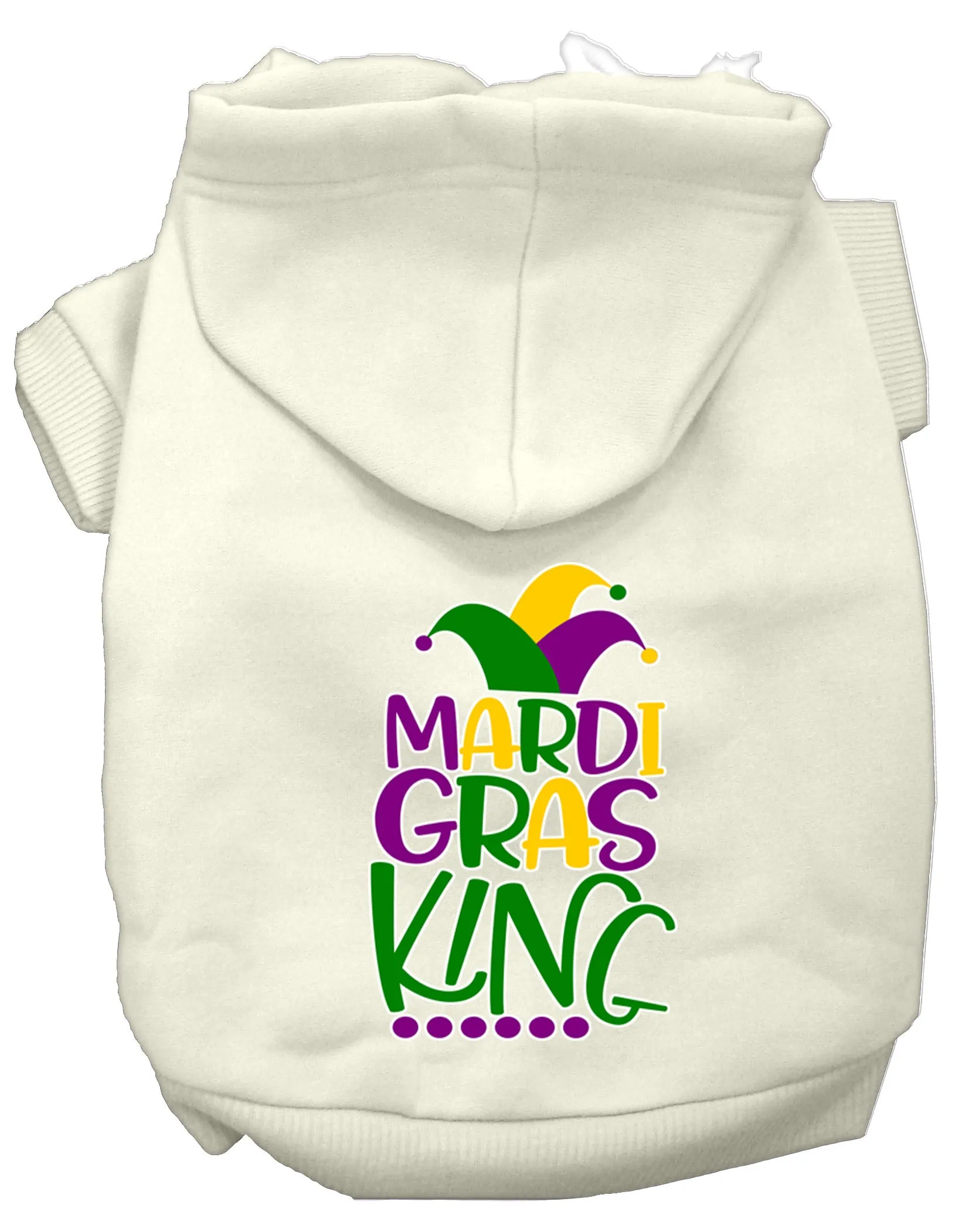 Mardi Gras King Screen Print Mardi Gras Dog Hoodie Cream L