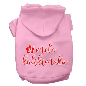 Mele Kalikimaka Screen Print Dog Hoodie Light Pink L