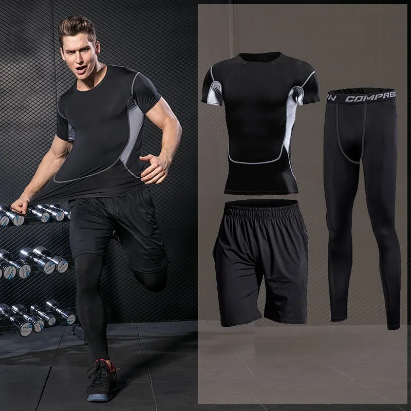 Men's Sportswear Running Set Fitness Sport Suit Outdoor Jogging Tracksuit Compression Sports Clothing Tight Workout Sport Wear