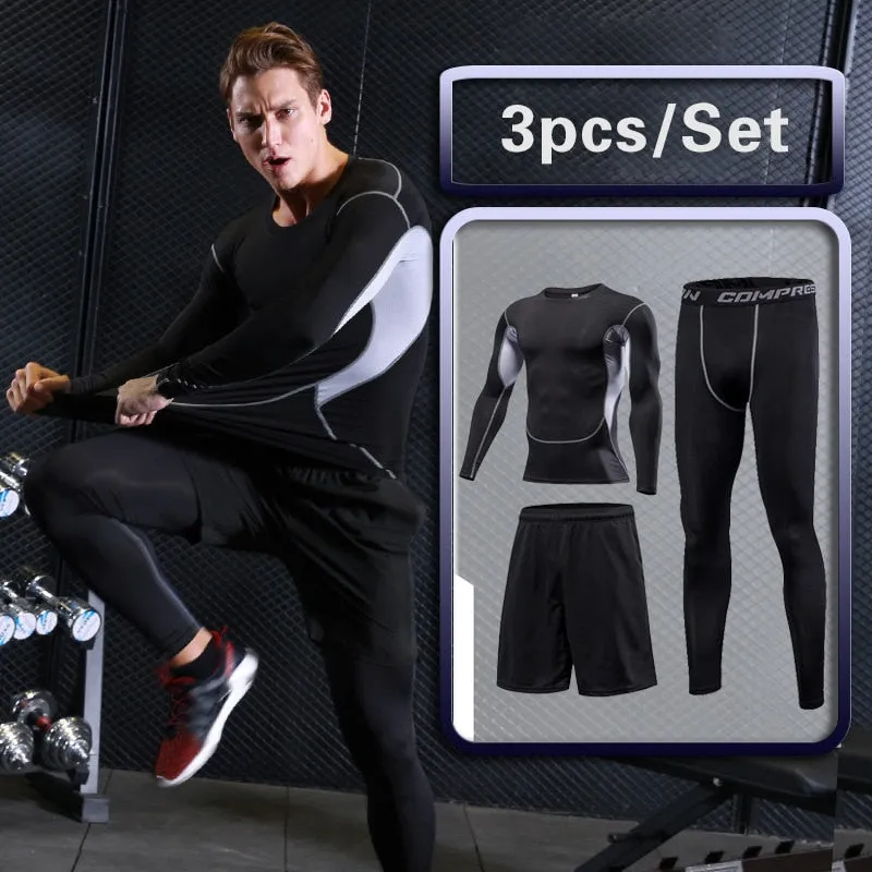 Men's Sportswear Running Set Fitness Sport Suit Outdoor Jogging Tracksuit Compression Sports Clothing Tight Workout Sport Wear