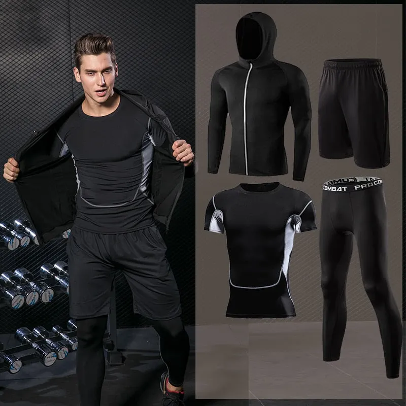 Men's Sportswear Running Set Fitness Sport Suit Outdoor Jogging Tracksuit Compression Sports Clothing Tight Workout Sport Wear