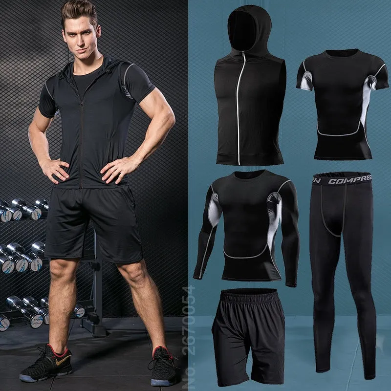 Men's Sportswear Running Set Fitness Sport Suit Outdoor Jogging Tracksuit Compression Sports Clothing Tight Workout Sport Wear