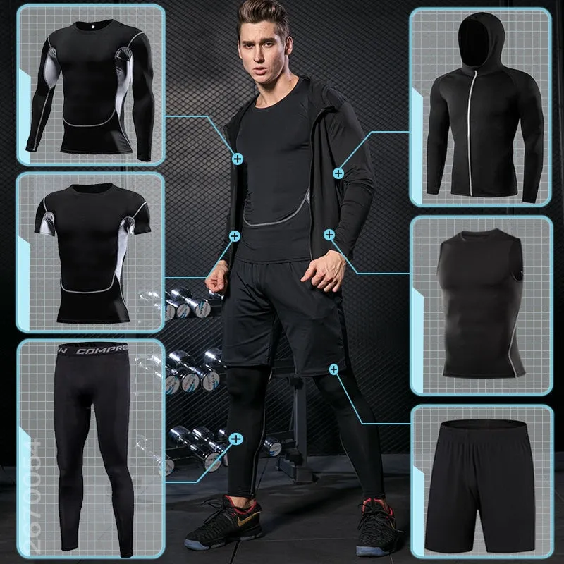 Men's Sportswear Running Set Fitness Sport Suit Outdoor Jogging Tracksuit Compression Sports Clothing Tight Workout Sport Wear